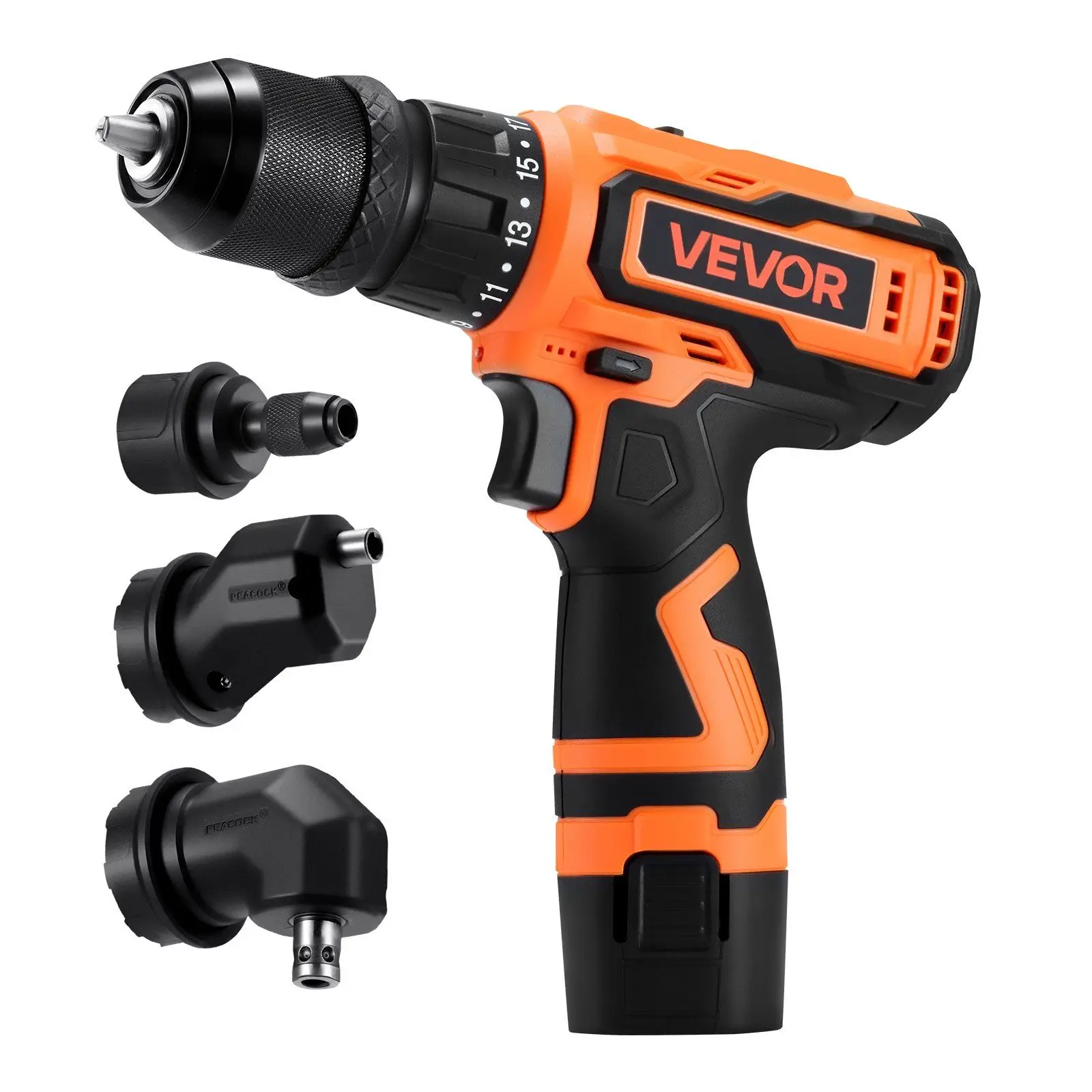 

Cordless Drill Driver 5 in 1 Combo Kit with 2 Batteries & Charger Tool Box 0-1500 RPM Electric Impact Screwdriver with LED light