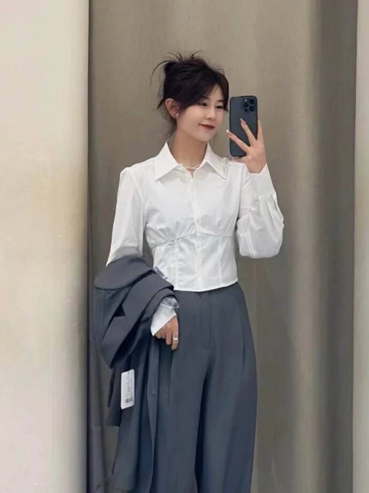 

Ele Simple Commute Sle ort irt Women's Top High Waist Cotton Blend Formal Wear Perfect for Early Spring