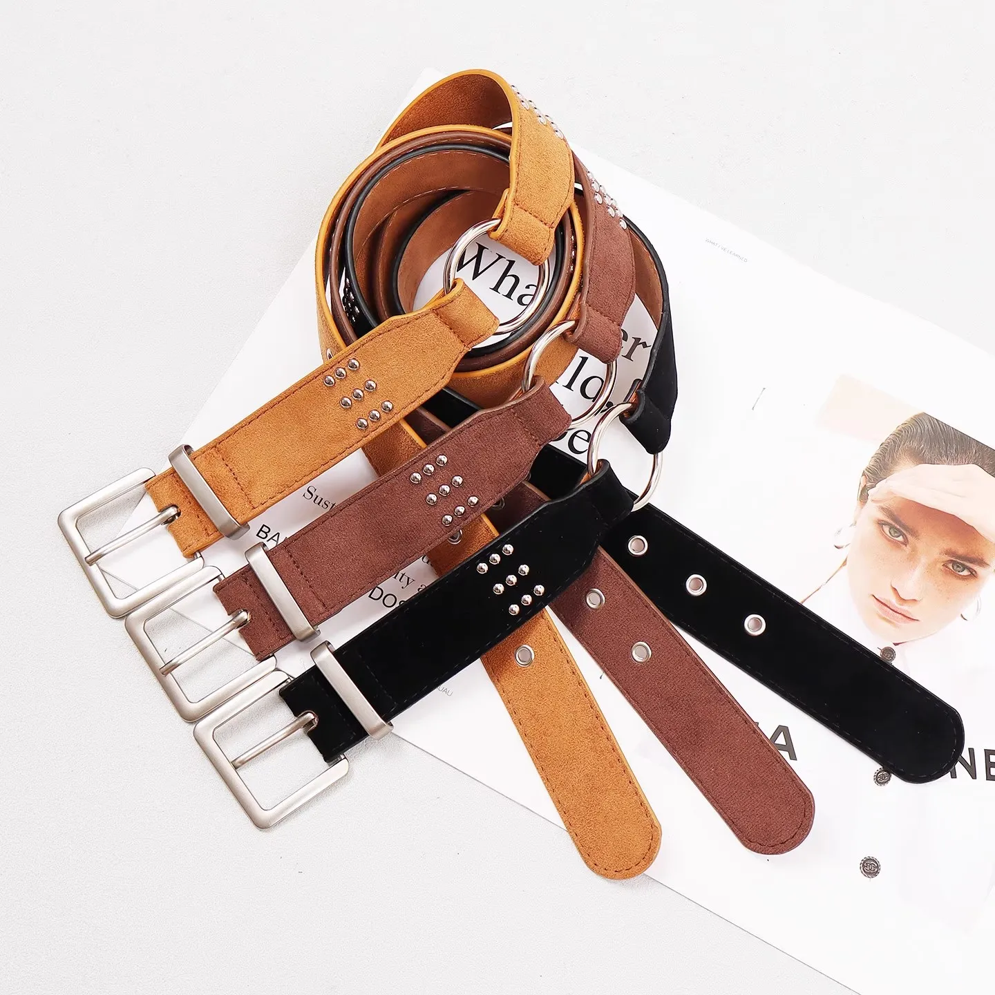 المرأة خمر الجلد المدبوغ برشام بولي Leather الجلود فستان Cummerbunds الكورسيهات حزام أحزمة الديكور واسعة حزام R3039