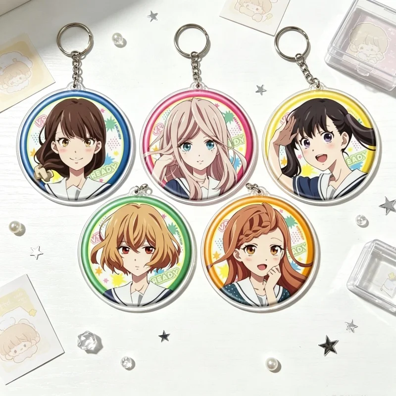 Circle Acrylic Keychain Bag Pendant  Young Ladies Don't Play Fighting Games Anime Arisa Fujimiya/Aya Mitsuki/Yu Inui 6CM Gifts