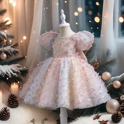 Party Dress for Girls New Fashion Wedding Birthday Prom Gown Tutu Dress Elegant Tulle Butterfly Princess Bow Dress Vestidos