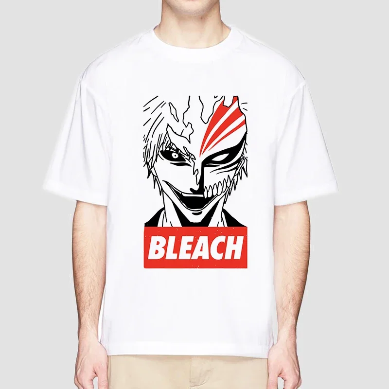 Anime Bleach T-shirt Men\'s Ichigo Role play Graphic T Shirts Unisex Japanese Harajuku Fashion Y2k Short Sleeve Tee Summer Tops