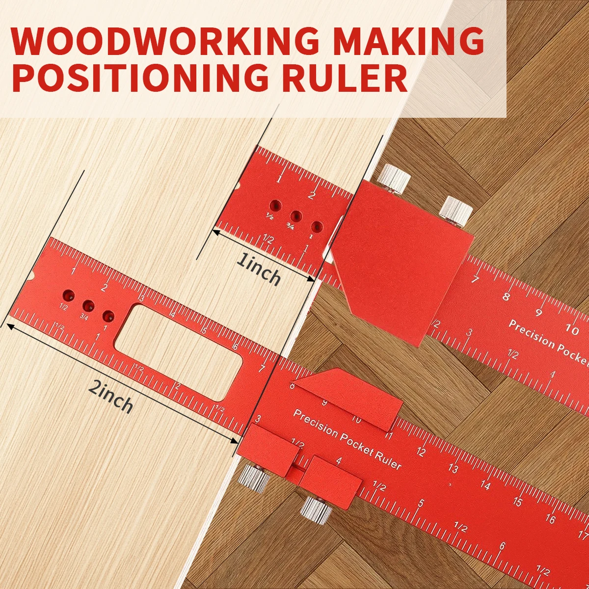 1/3 PCS Woodworking Ruler Optional 16/20/30 CM Precision Pocket Ruler Aluminum with Slide Stop for Marking and Measuring