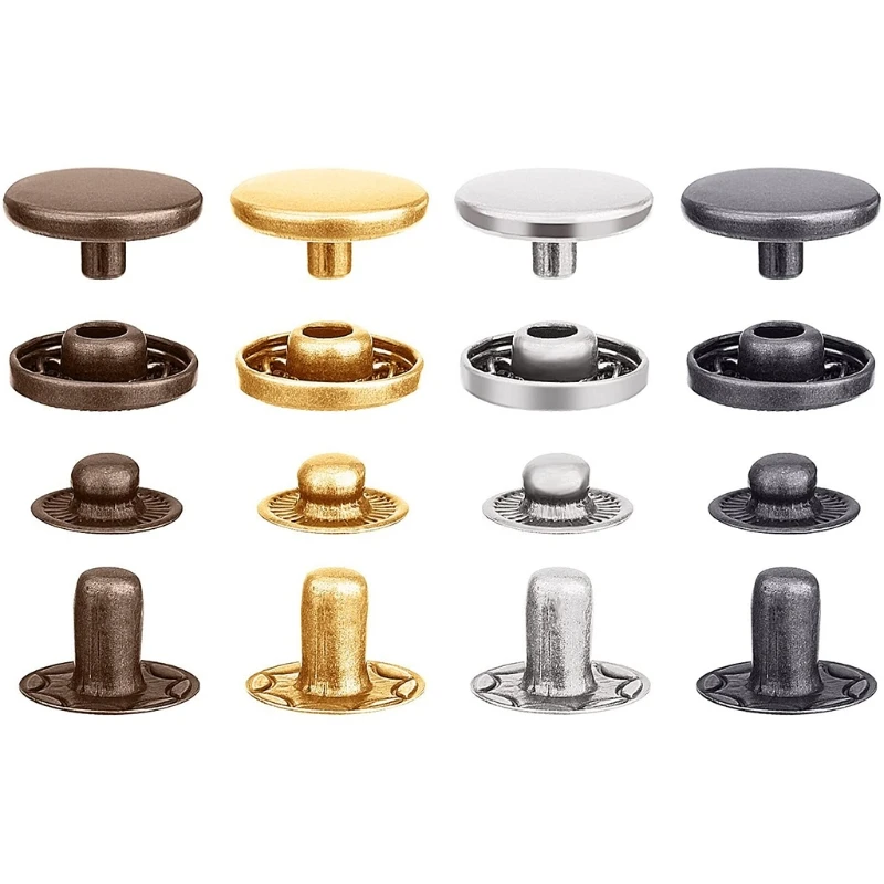 100 set 12,5 mm/0,49 pollici bottoni automatici in metallo scatti su tela per vestiti riparazioni artigianali decorazione