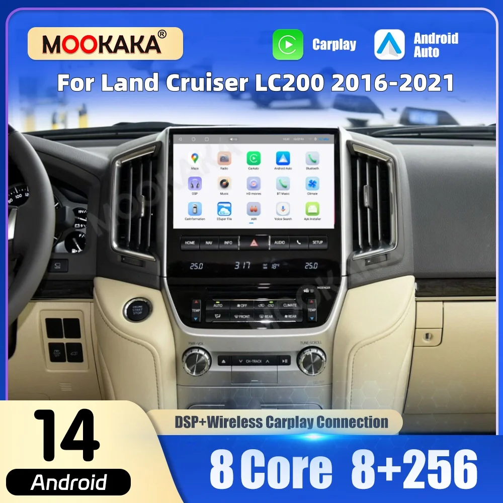 Car Multimedia Player Android Screen For Land Cruiser LC200 2016 2017 2018 2019 2020 2021 Car Radio GPS CarPlay Auto Head Unit