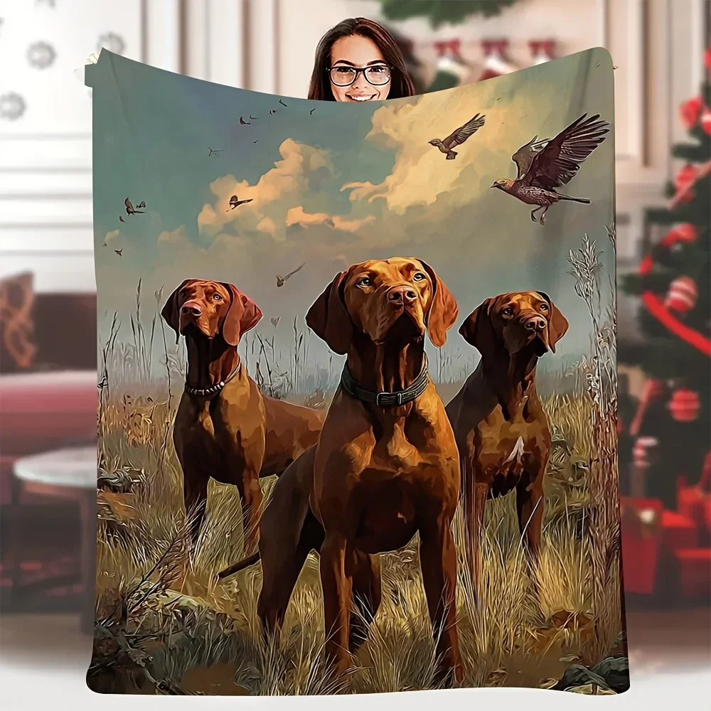 Dog Portrait Blanket Throw Labrador Dog Art Cozy Gift for Pet Lovers Family Painting Home Decor
