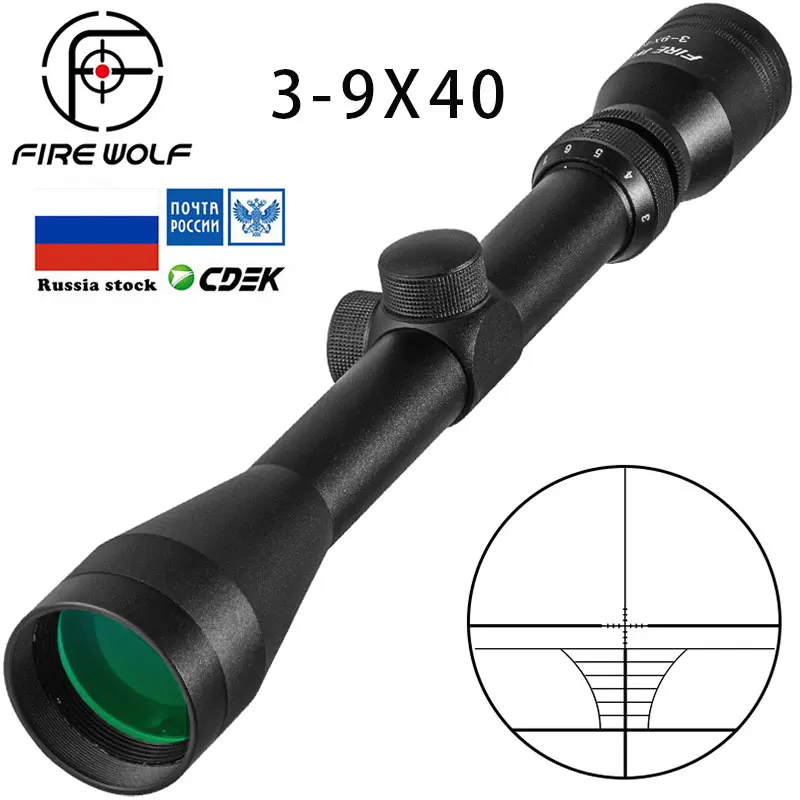 Mira telescópica táctica 3-9X40 para Rifle de francotirador, visor óptico de ciervo para caza, Airgun, retícula para exteriores