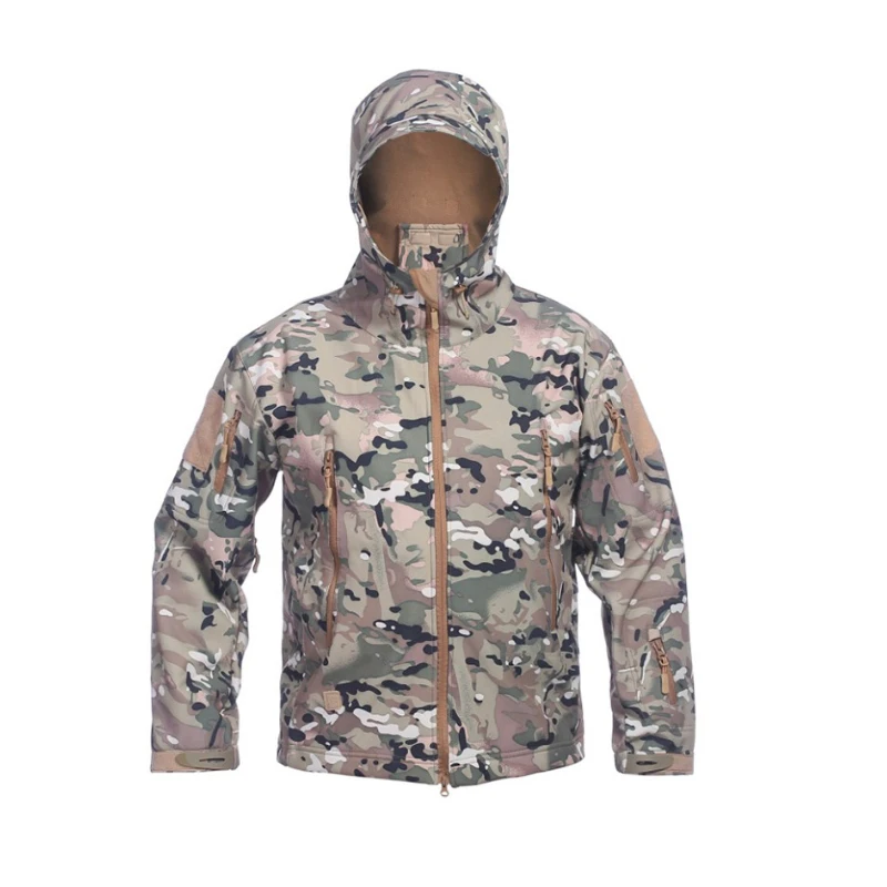 Chaqueta militar táctica de piel de tiburón para hombre, abrigo de lana impermeable, ropa del ejército, chaqueta cortavientos de camuflaje