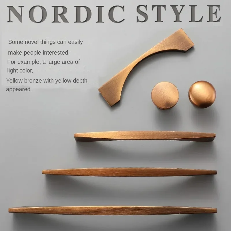 Vintage European Style Bronze Yellow Bronze Furniture Handle Kitchen Cabinet Handles Drawer Knobs Door Pulls