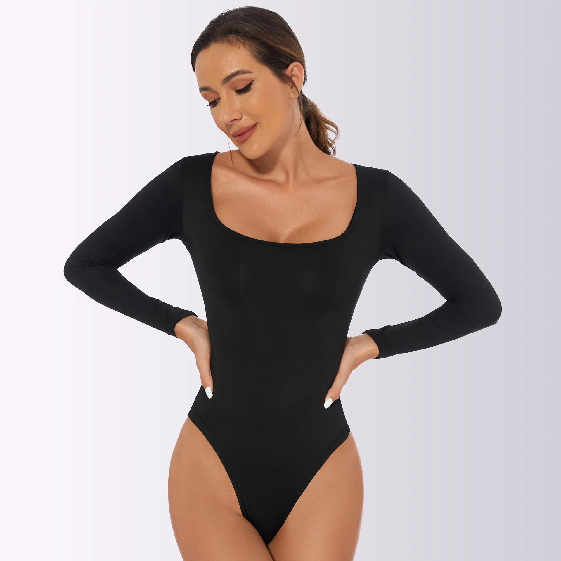 

Sexy Slim Faion Street Sle Jumpsuit Low Waist Long Pants Workwear Trousers Faionable round Ne-Piece Suit for Women