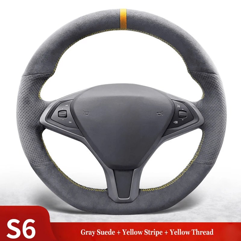 High Quality Genuine Leather Suede Anti-Slip Steering Wheel Cover Wrap Car Accessories Specifically for TESLA MODEL 3 / MODEL Y