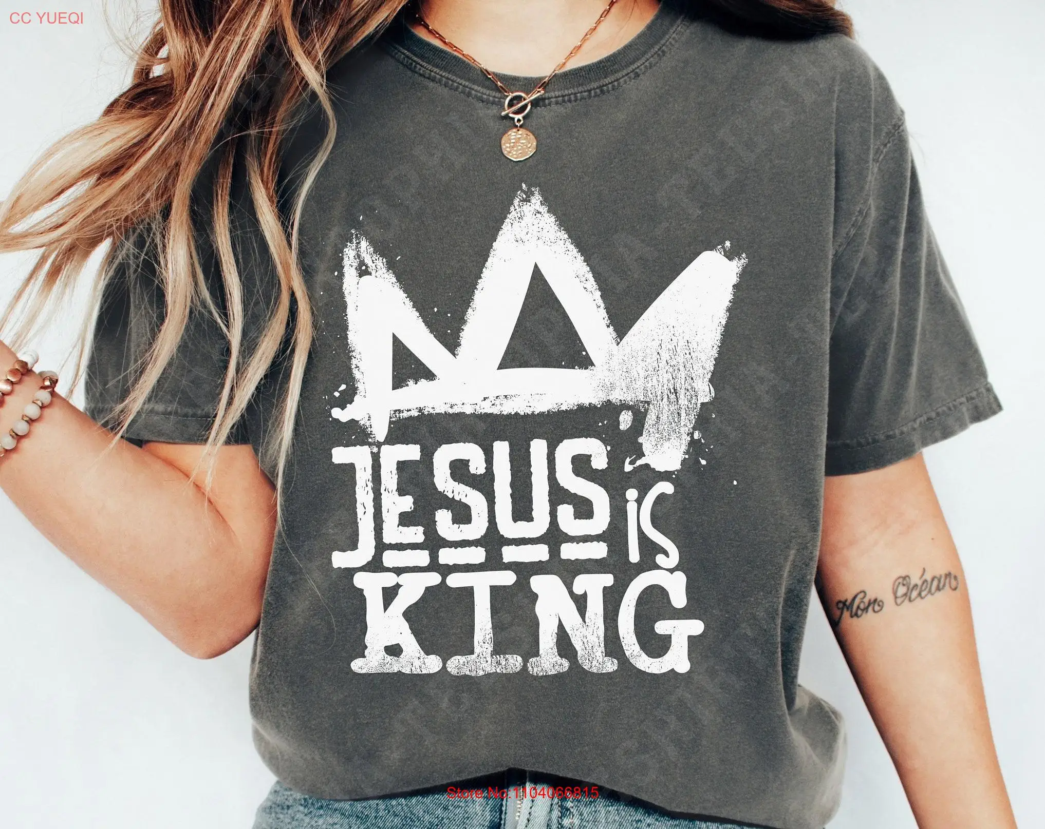 

Comfort Colors Religious T Shirt Jesus is King Christian Apparel Faith Clothing s long or short sleeves