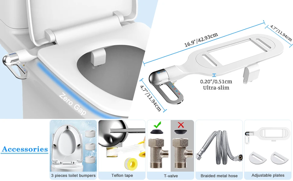 Lightweight Ultra-thin Non-Electric Bidet Toilet Seat