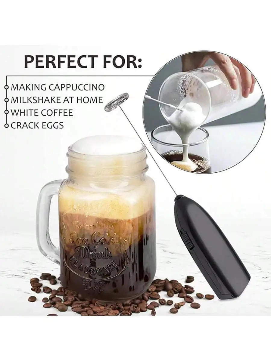 휴대용 미니 배터리로 작동되는 우유 거품기 - 커피, 카푸치노, 라떼, 말차, 핫 초콜릿을 위한 휴대용 블렌더 및 거품 제조기