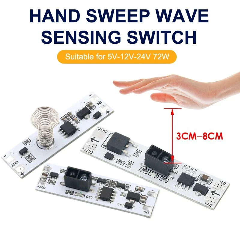 

Smart Switch Module Sensor Motion Detector Hand Sweep Switch Module DC 5V-24V 3A/5A LED Dimming Control Lamp 36W Distance Scan
