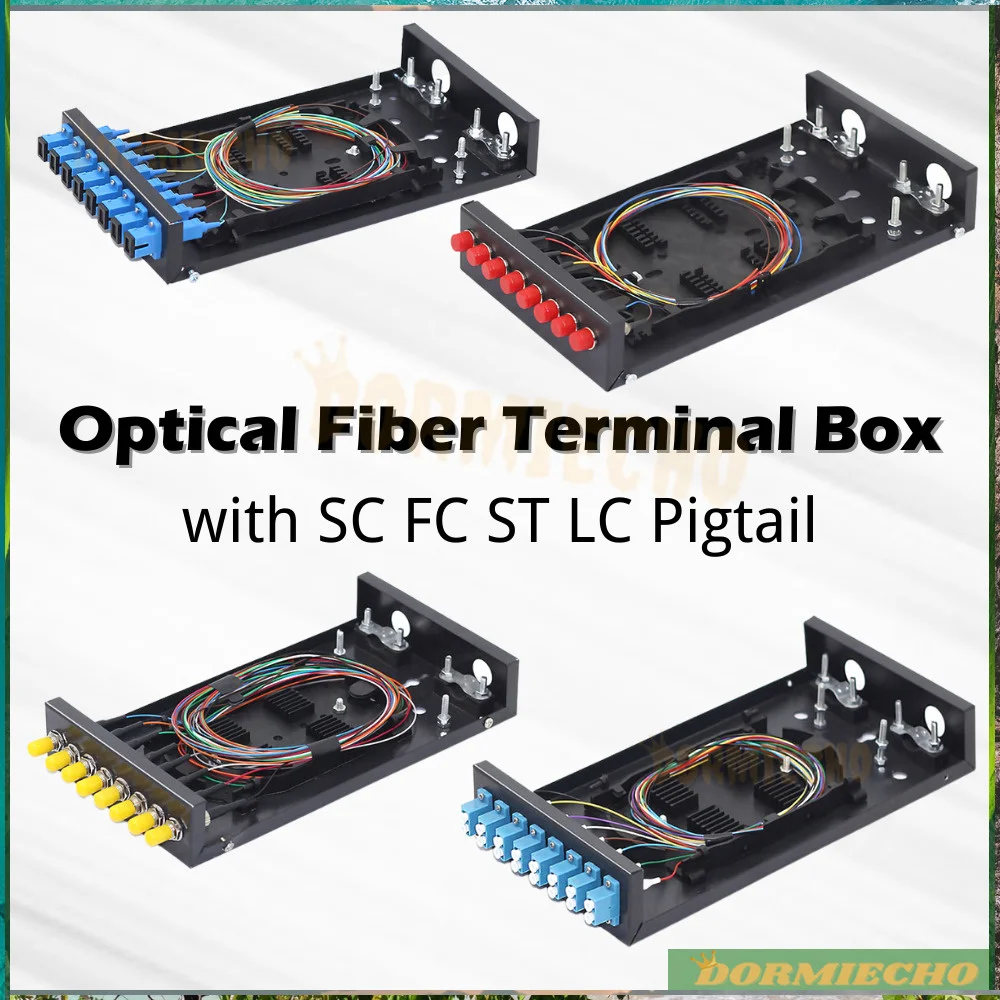 High Quality 8 Port Fiber Terminal Box 1PC UPC with SC FC LC ST Pigtail Single Mode Optical Patch Panel Desktop Distributor