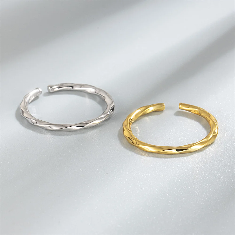 

Korean S925 Sterling Silver Index Finger Ring, INS Niche Design, Twist Pattern Elegant Versatile Student Ring