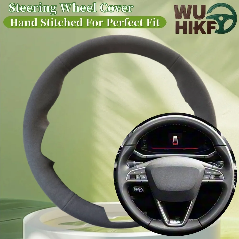 

Замшевый чехол на руль автомобиля с ручным шитьем для Seat Leon 5F Mk3 Ibiza 6J Tarraco Arona Ateca Alhambra, индивидуальная накидка на руль