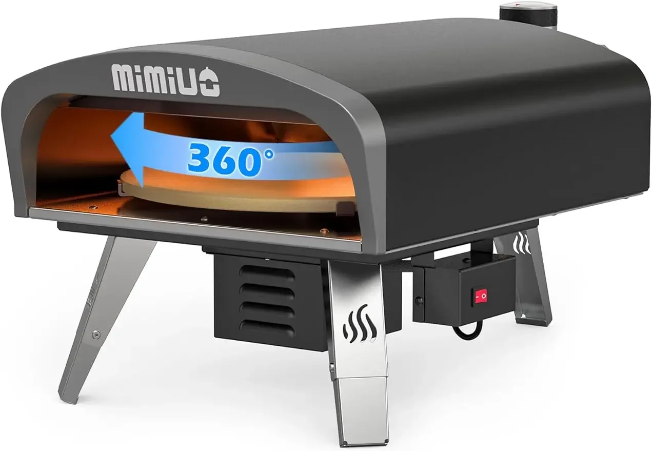 

Mimiuo-outdoor Gas Oven With Automatic Rotating Stone, Portable Propane Pizza Ovens For Outside, 14 In