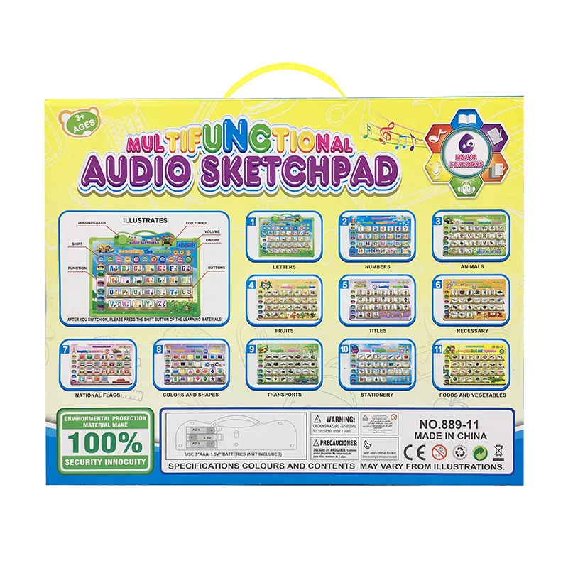Bloc-notes Audio multifonctionnel pour enfants de 3 ans et plus, 11 catégories, Machine d'apprentissage, Alphabet, chiffres, jouet éducatif cognitif Animal