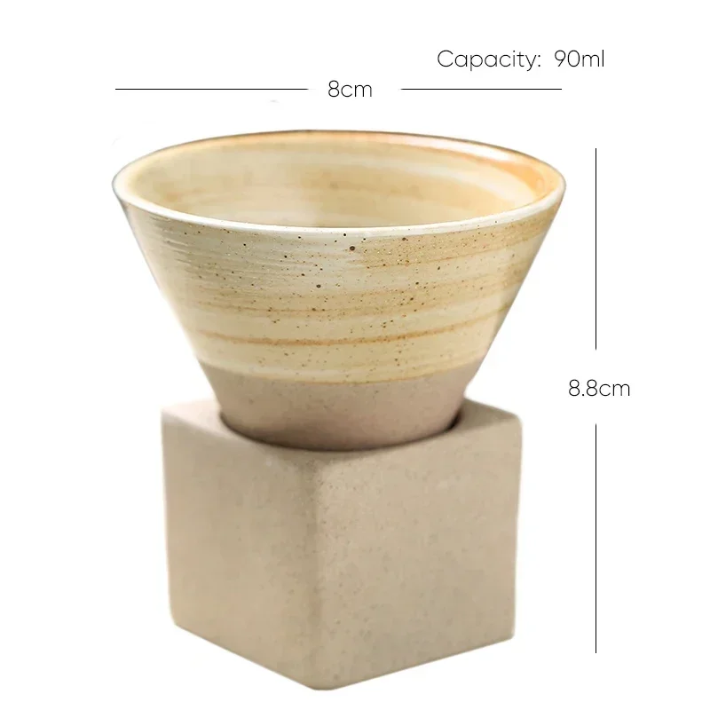 1pcs 90ml Creative Retro Ceramic Coffee Mug Rough Pottery Tea Cup Japanese Latte Pull Flower Porcelain Cup Pottery Coffee Cup