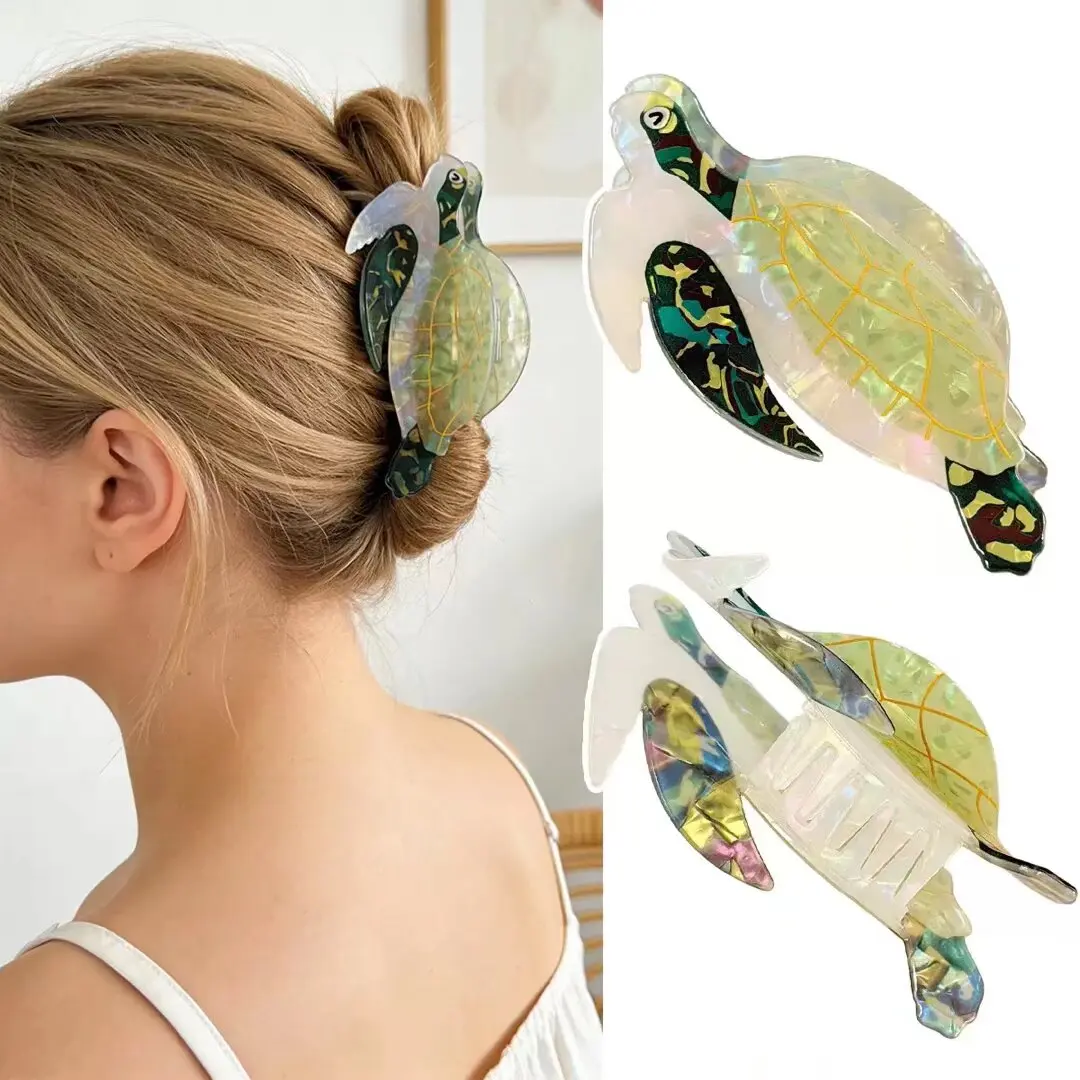 Summer Ocean Series Turtle Hair Claw Eco-friendly Acetate Trendy Crab Hair Clips Claw Clips for Women Girls Hair Accessories