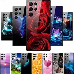 Glass Case For Samsung S22 Ultra Case Soft Bumper Hard Tempered Glass Back Cover For Samsung Galaxy S21 S22 S23 Ultra Phone Case