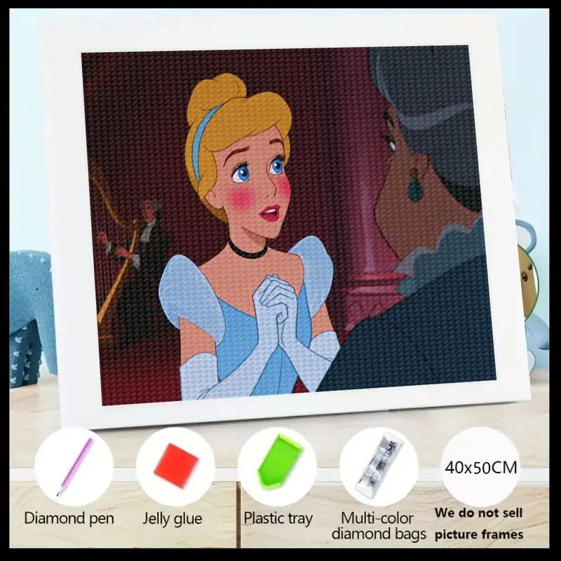 

1 шт., набор 5D алмазной живописи принцессы Диснея Золушки и феи, крестная мать, сделай сам, полная дрель, хрустальная живопись, драгоценный камень, детальная тележка