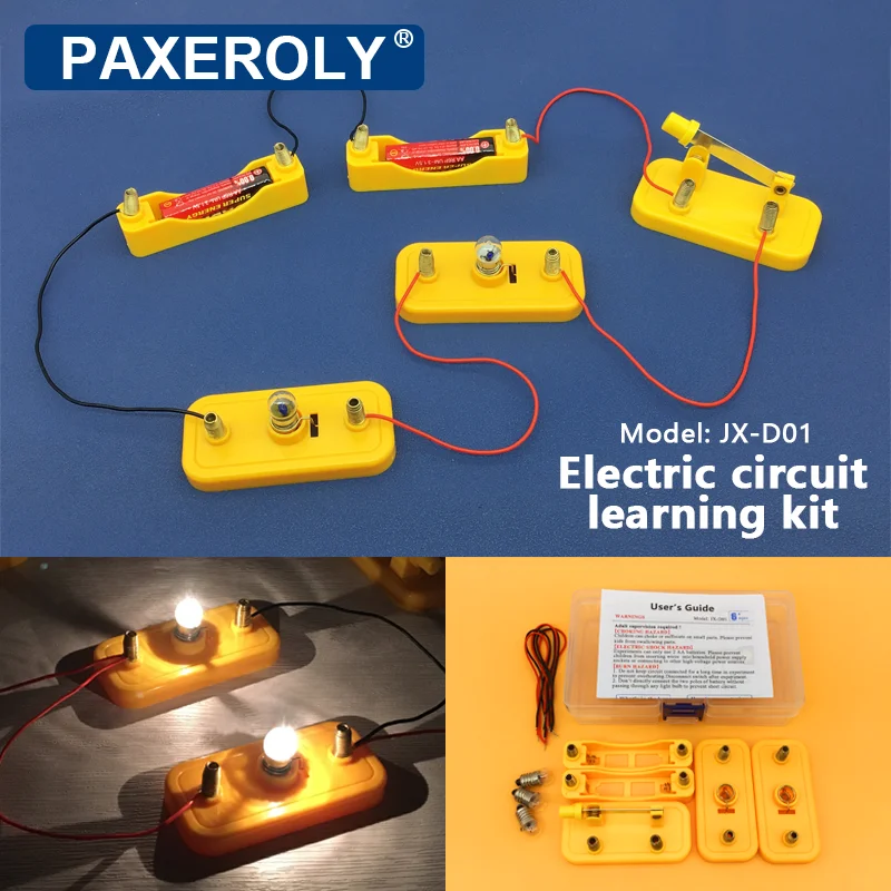 Grundlegendes elektrisches Schaltkreisset, Physikunterricht, elektrisches Experimentierset, Schule, Labor, Glühbirne, Schalter, paralleler Schaltkreis, wissenschaftliches Spielzeug