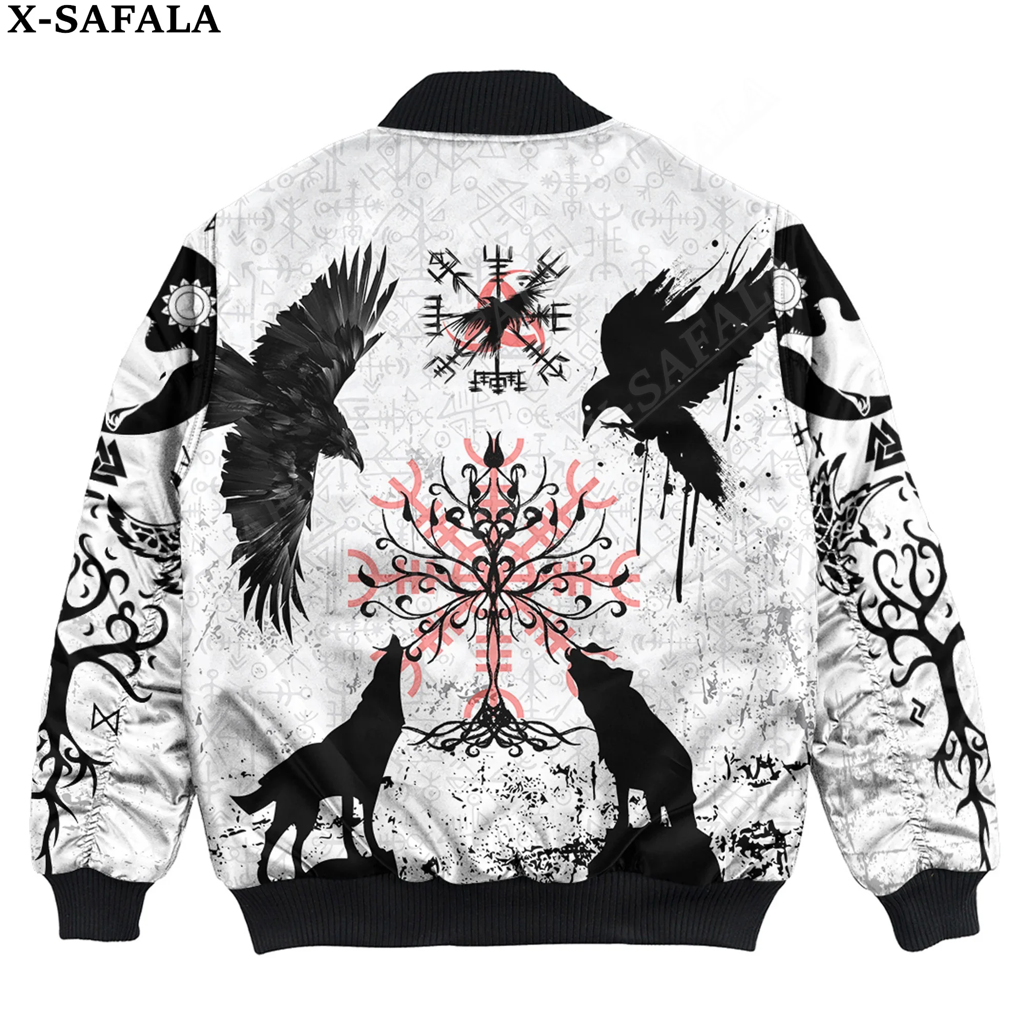 Odin Hot Tattoo Fenrir Wolf Raven 3D Printed Bomber Jackets Zipper Casual Thick Coat Unisex Harajuku Men Women Streetwear-1