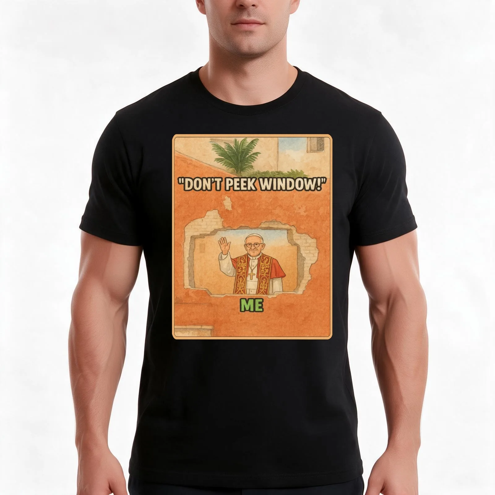 Pope Leo Holy Peek Counter Strike Meme T-Shirt Summer Casual Cotton Tee Oversized Streetwear Tops Vintage Graphic Print