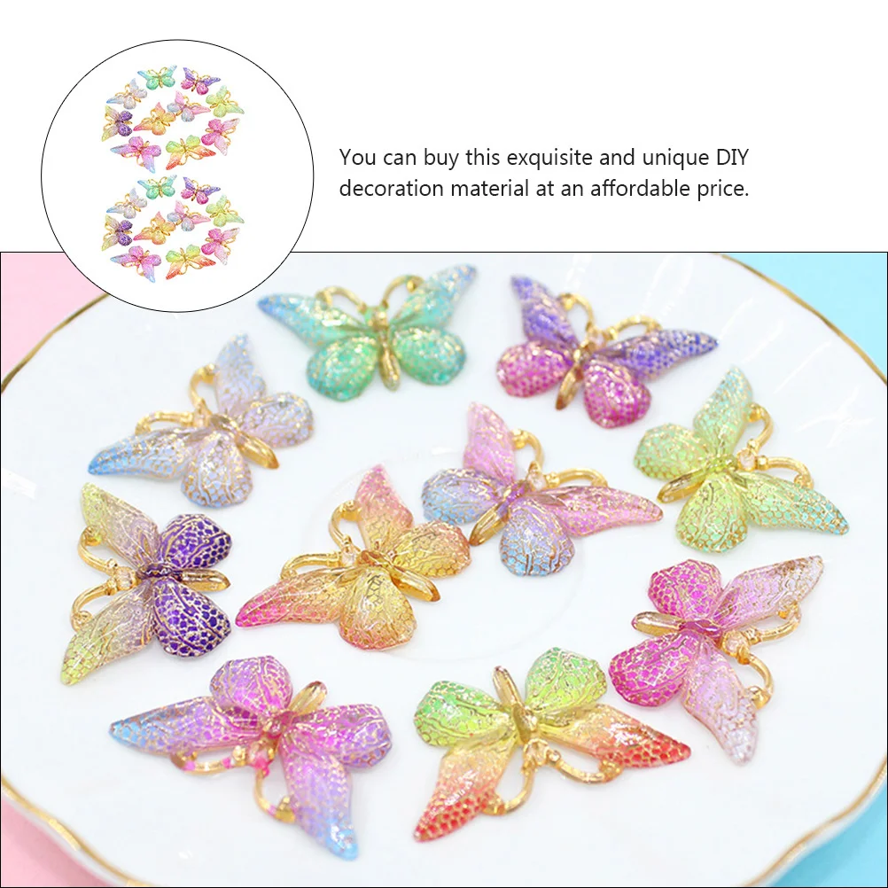 20 قطعة اكسسوارات الفراشة الراتنج Diy جراب هاتف ديكور سحر للمجوهرات الحرفية مصغرة الهاتف قذيفة الحلي #6