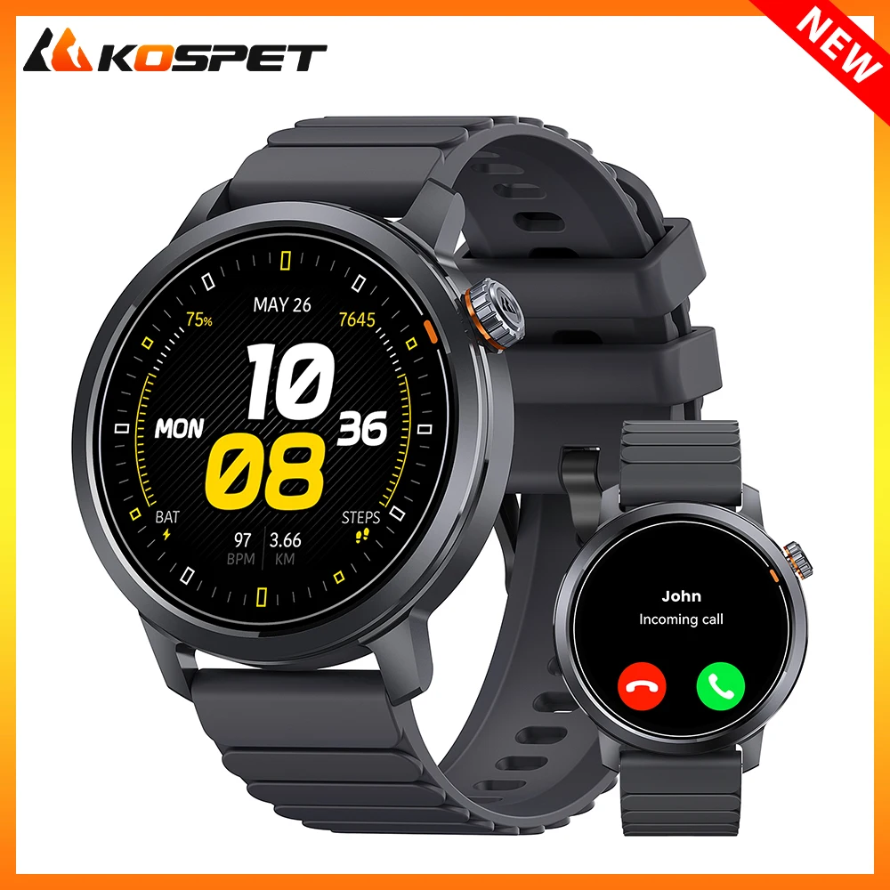 Reloj inteligente KOSPET ORB 2025 para hombres, diseño ligero, pantalla Amoled IP68, resistente al agua, llamada BT, Monitor de salud 24/7, para Android iOS