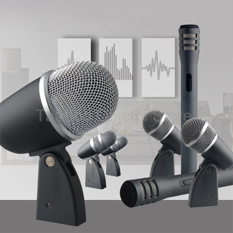 Professional Microphone Multi Microphone Kits Musical Instrument Set Sound Recording Wired Mic for Stage Band Performance Show