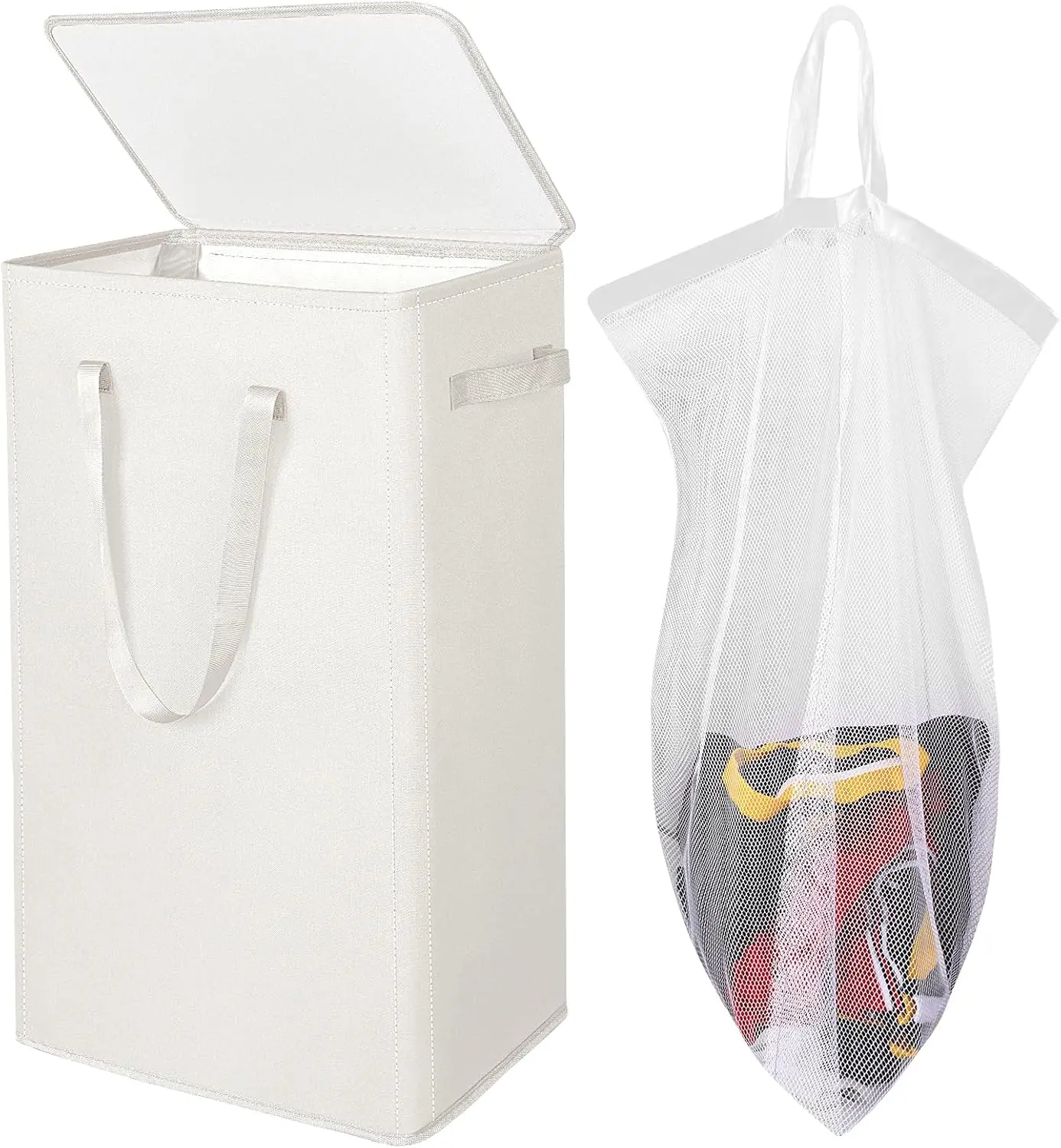 

75L Slim Laundry Hamper with Lid,Large Foldable Laundry Basket with Removable Bag and Handles Tall