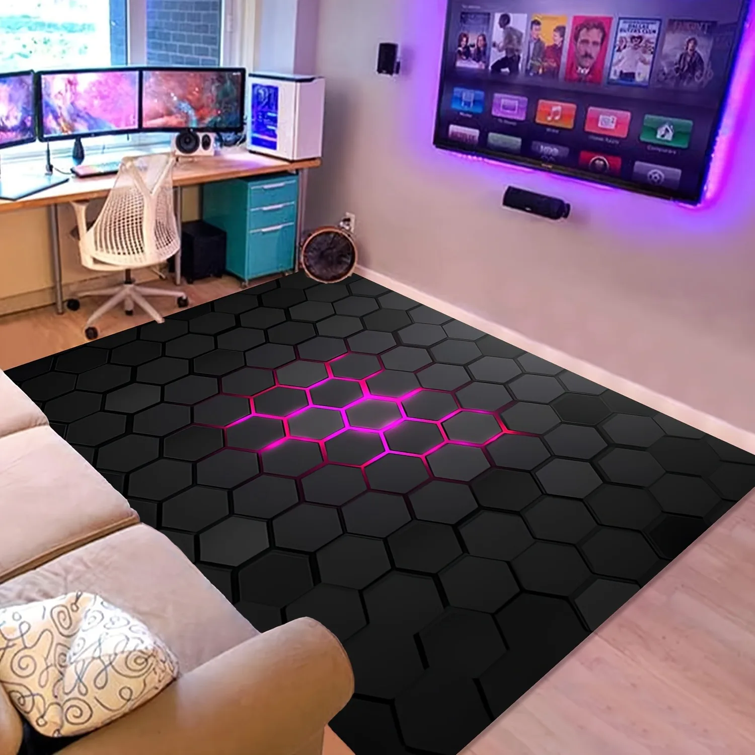 

1PC Honeycomb Pattern Kitchen Rugs Non-Slip Home Door Mats Pop design Bathroom Rug Bath Mat Carpet for Home Sink Laundry Decor