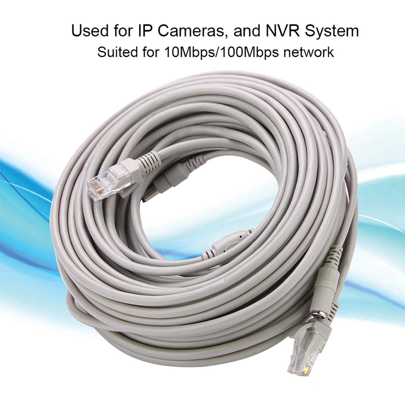 ZK30 5M/10M/15M/20M RJ45+DC كابل إيثرنت CCTV لكاميرات IP نظام NVR 10Mbps100Mbps (20M)