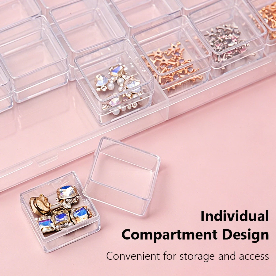 30-Fächer Nagel-Schmuck-Aufbewahrungsbox, Organizer-Etui, Behälter für Strass-Pailletten und Charms – Detail 4