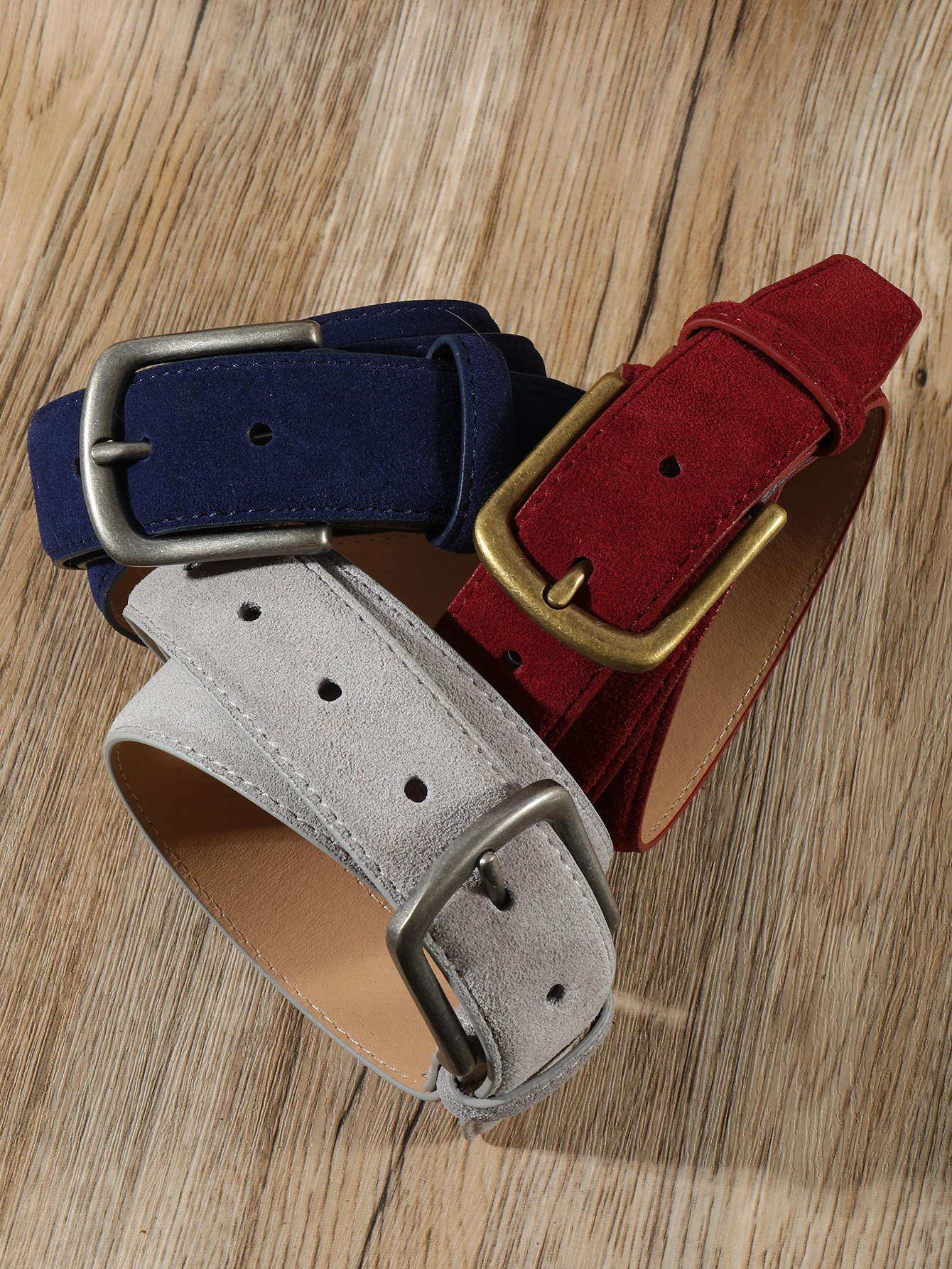 

Cowskin Sude Belt Genuine Leather For Man And Lady With Oxford Fabric Strap Genuine Full Leather Luxury Pin Buckle Belt