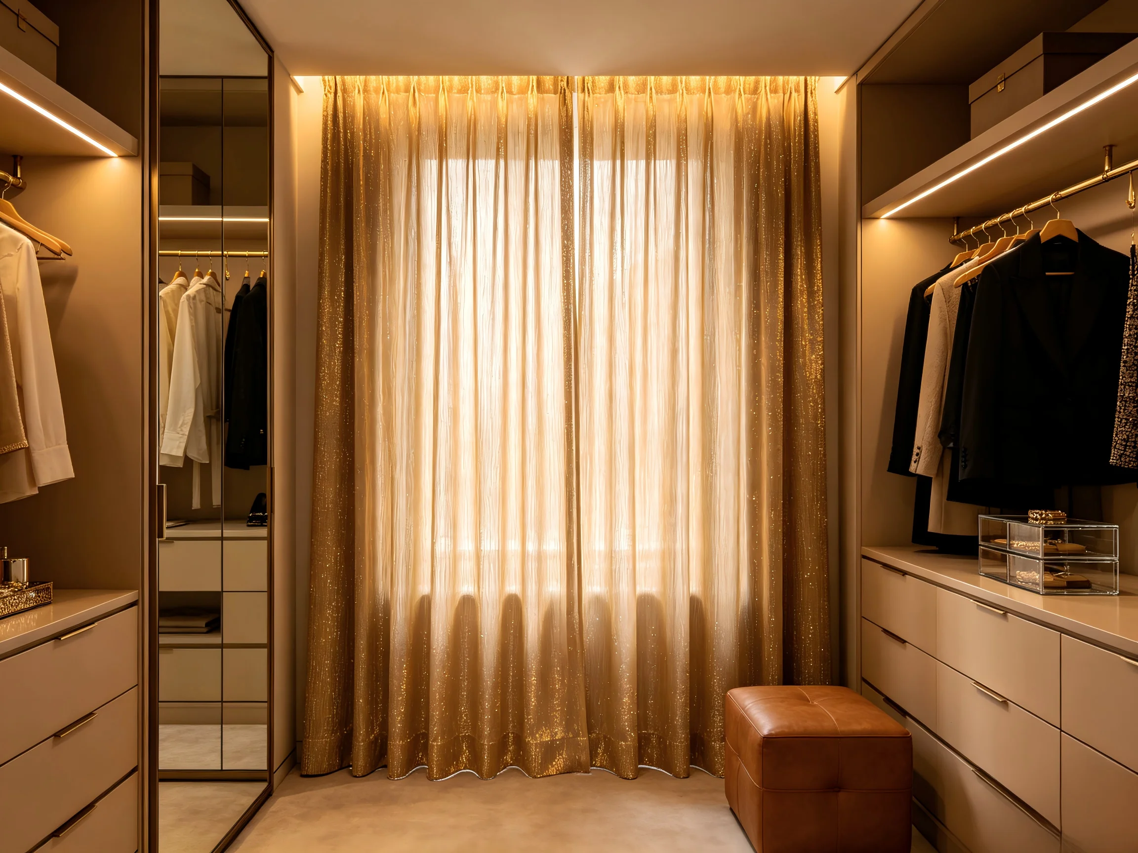 200129   Copper gold metal wire blended curtain