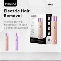 Women Electric Razors 2 in 1 Dual-Head Painless Bikini Trimmer Wet Dry Use for Ladies Pubic Hair Detachable Head Electric Shaver