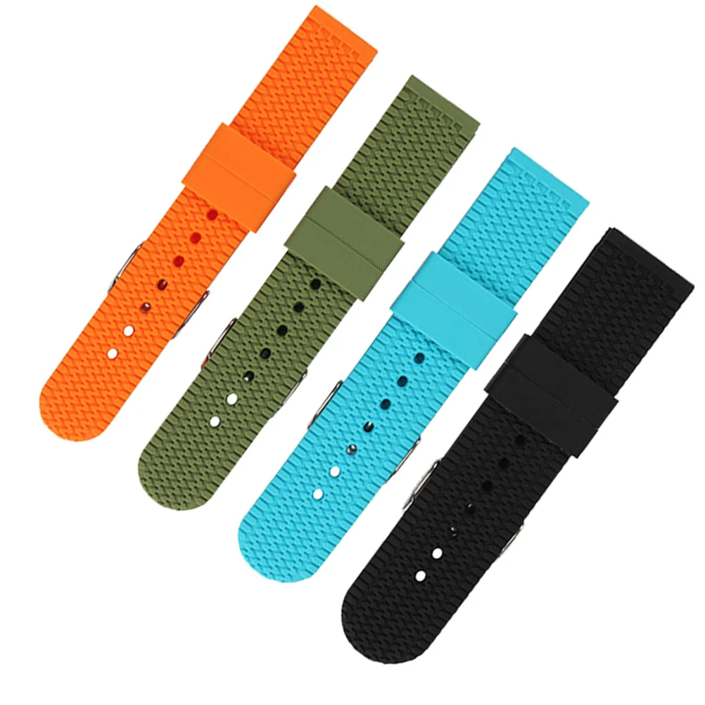 

24mm Silicone Watch Strap Replacement Sport Wristband Adjustable Comfortable Fit Fitness Camouflage Blue Watchband for for Watch