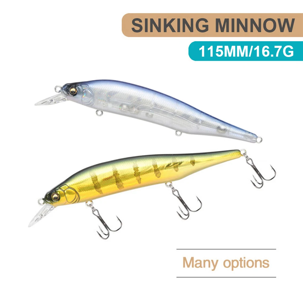 11.5cm 16.7g Fishing Lure Minnow Wobbler Long Casting Sinking Artificial Hard Bait Seawater Fishing Jerkbait For Sea Bass MN704