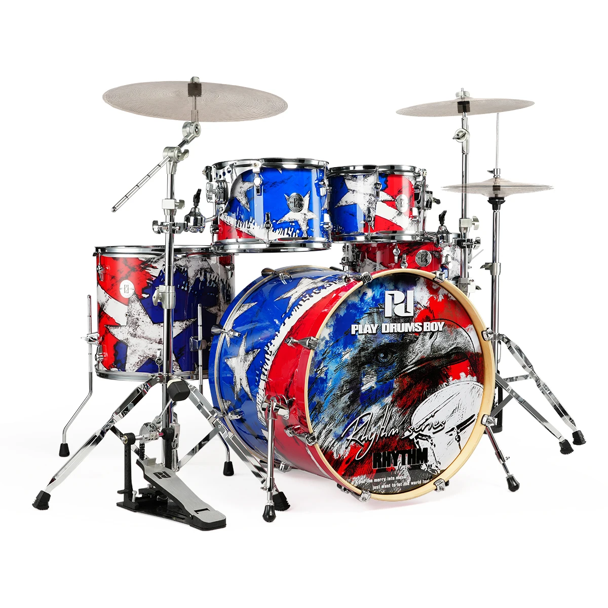 Direct Manufacturer Shipment Professional Acoustic Jazz Drum Set PD Series 5 Drums 3 Cymbals Adults Percussion Instrument