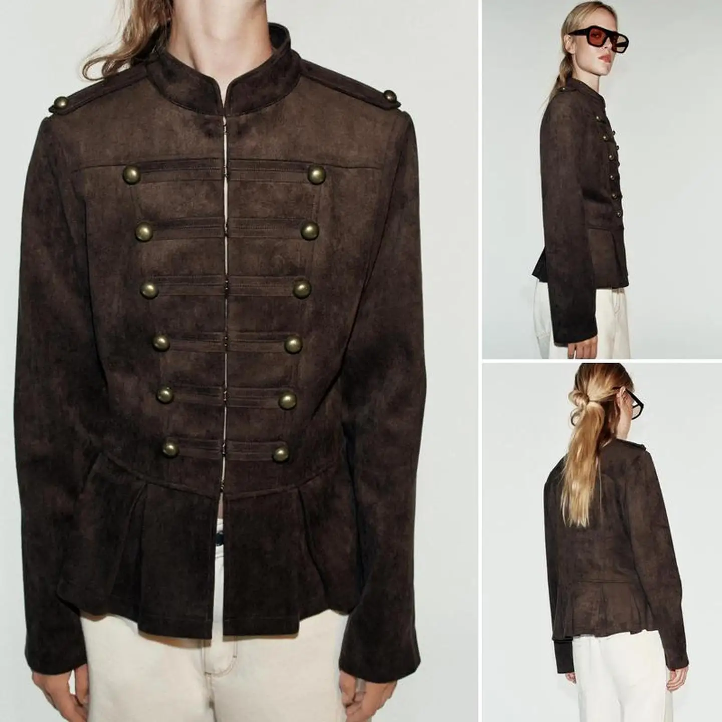 Metal Button Closure Nine-Point Short Skirt Style Stand Collar Long Sleeve Outerwear Women's Polyester Fiber Jacket Coat