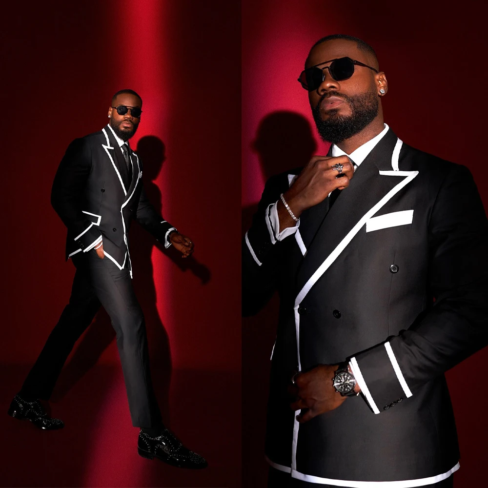 

Leisure Luxury Wedding Suit For Men Peaked Lapel Double Breasted Overcoat Business 2 Pcs Blazer Pants Custom Made