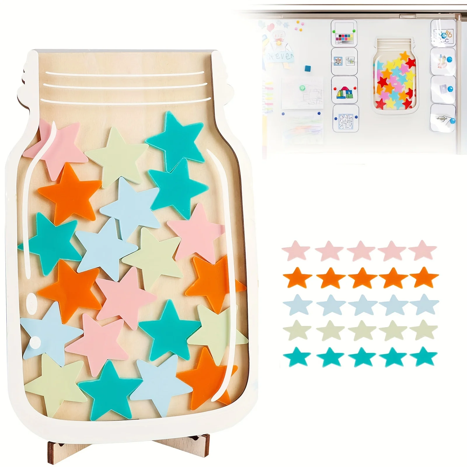 Magnetic Star Reward Jar, Classroom & Home Behavior Management Reward System, Teacher Educational Tool for Kids Incentive