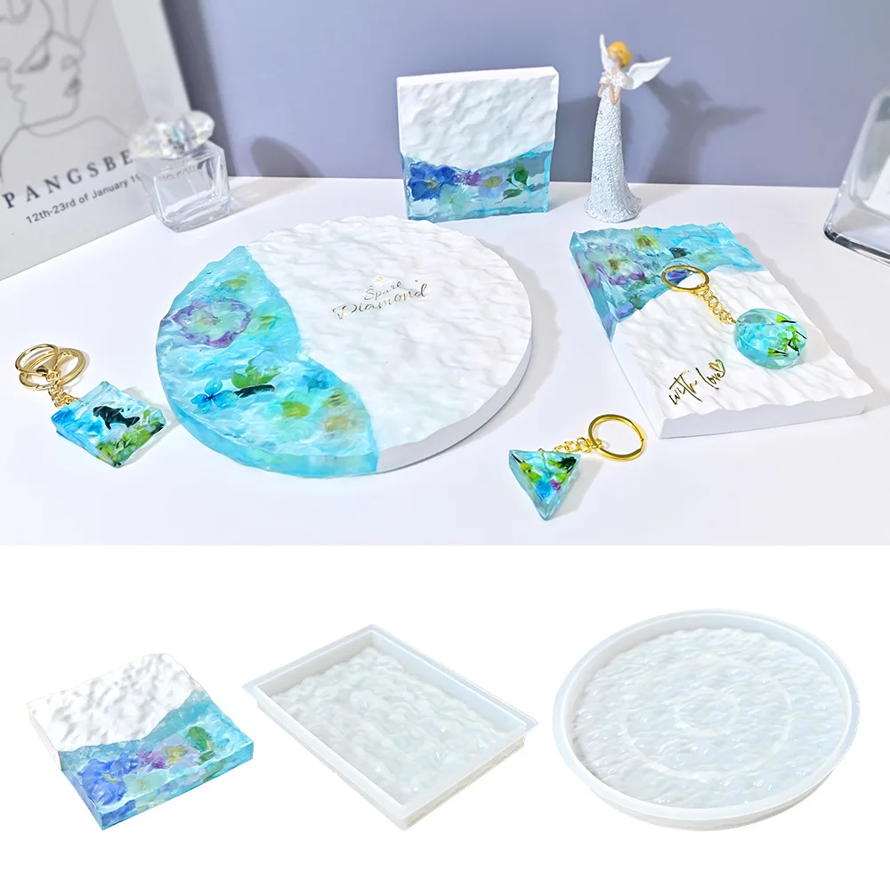 Mould Crystal Resin Round Patterned Geometric Display Stand Silicone Mold DIY Water Ripple Jewelry Display Stand Plaster Molds
