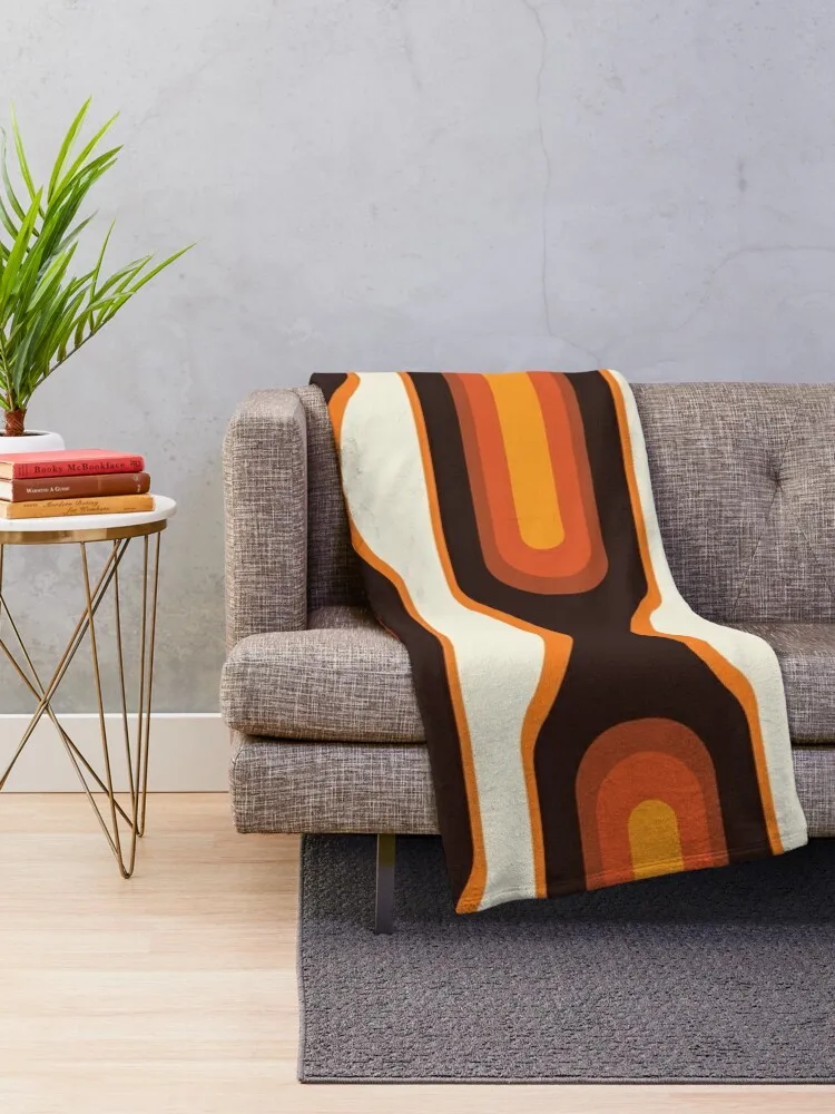 Capsules Large 1970s Orange Meets Mid Century Modern Throw Blanket Flannel Fabric Blankets Sofas Of Decoration Blankets