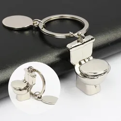 Creative 3D Mini Toilet Seat Metal Pendant Keychain Funny Bag Ornaments Car Motorcycle Trinket Keyring Hanging Accessories Gift